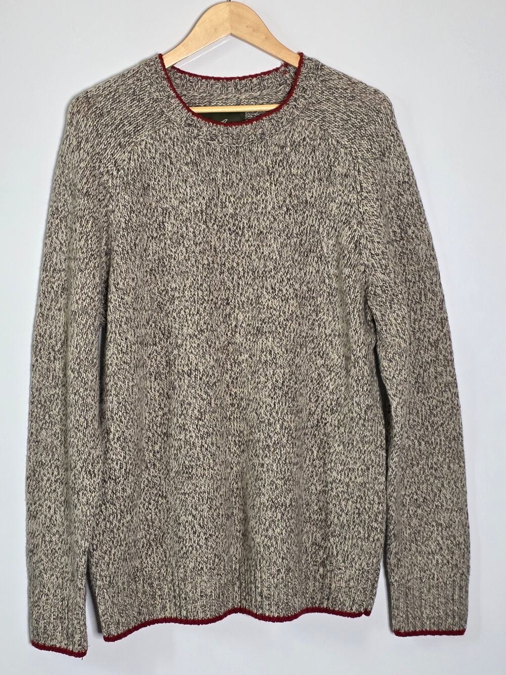 Eddie Bauer Lambswool Knit Crewneck Sweater Mens Medium Gray Classic Size XL